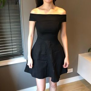 Black off-shoulder Fit n Flare Party Dress